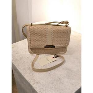Ted Baker Woven Raffia & Vegan Leather Crossbody Shoulder Bag Cream NWT